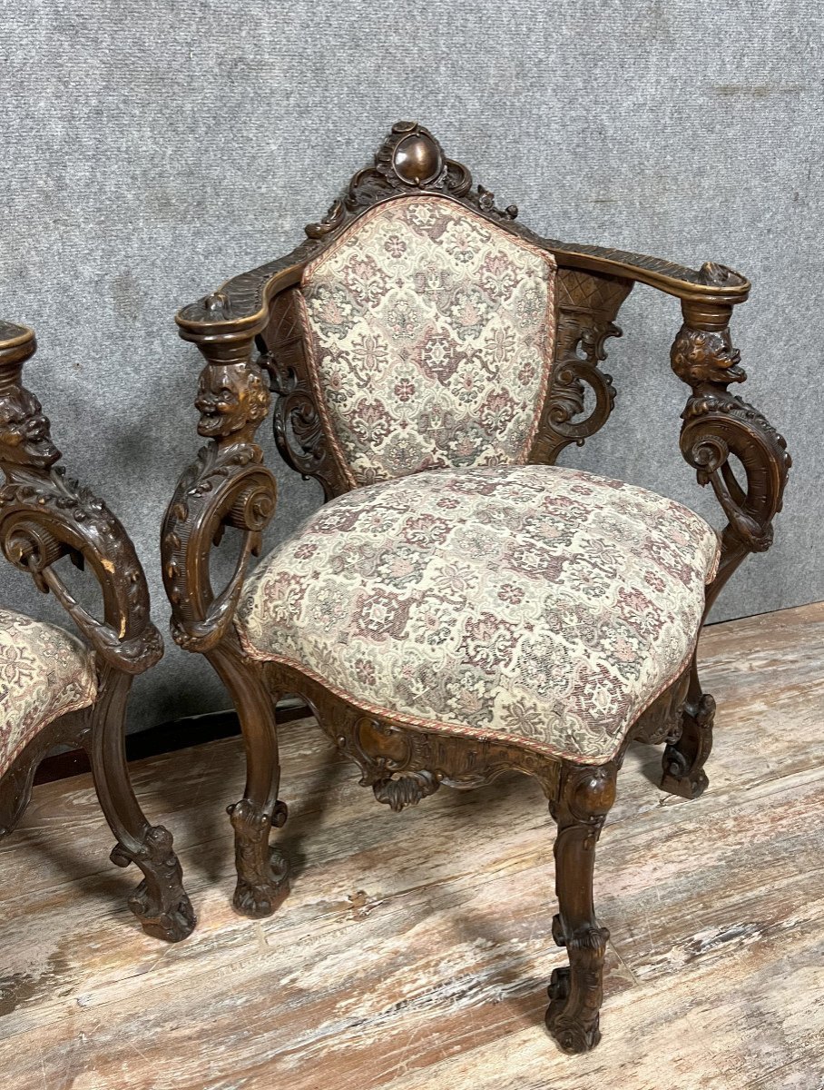 Very Rare Pair Of Venetian Armchairs In The Italian Renaissance Style  -photo-3