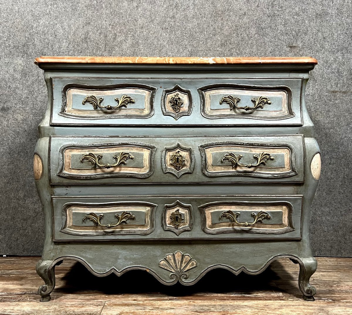 Louis XV Tomb Commode Fully Curved In Patinated Wood