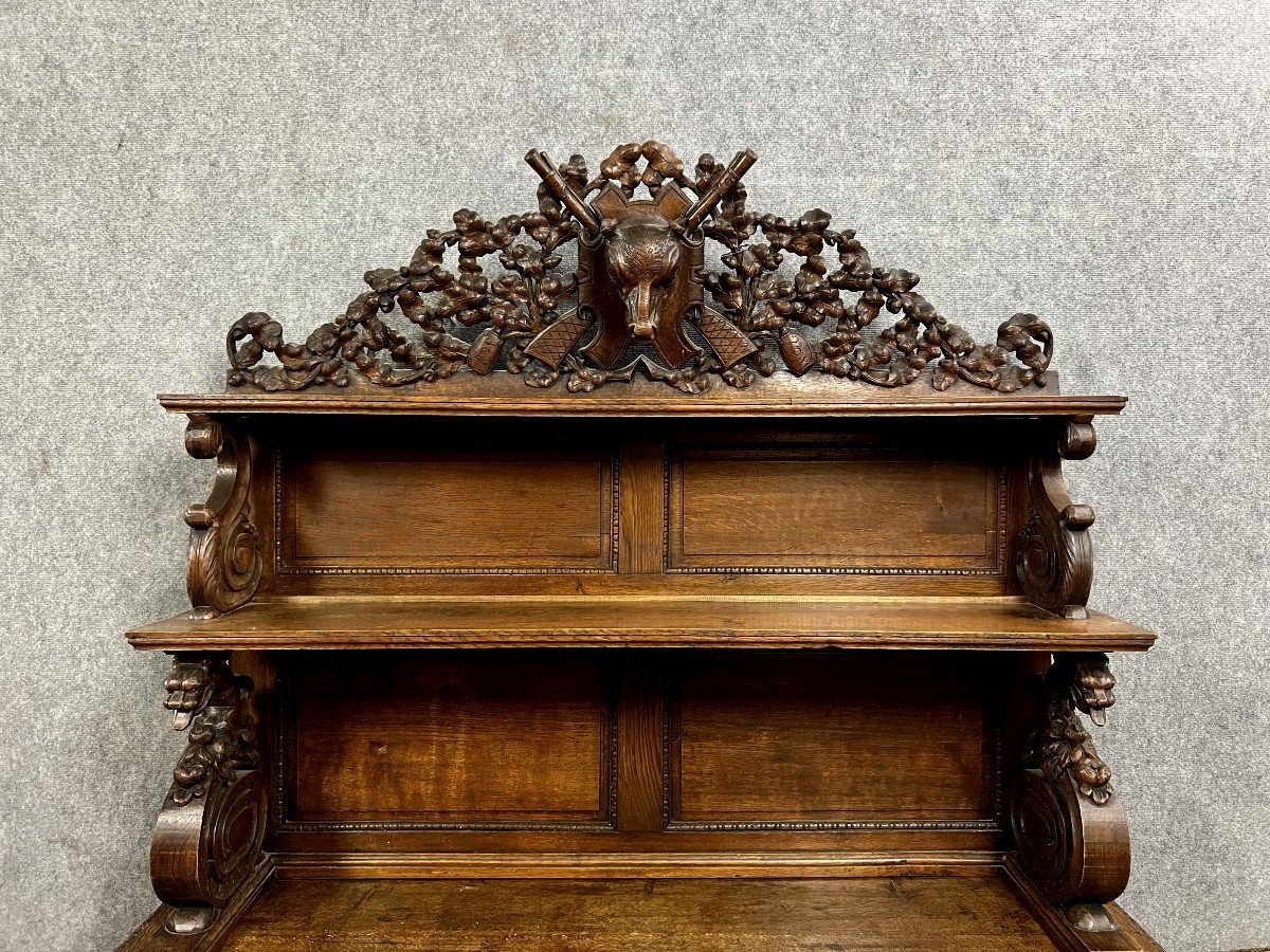 Renaissance Style Hunting Lodge Buffet In Carved Oak -photo-7