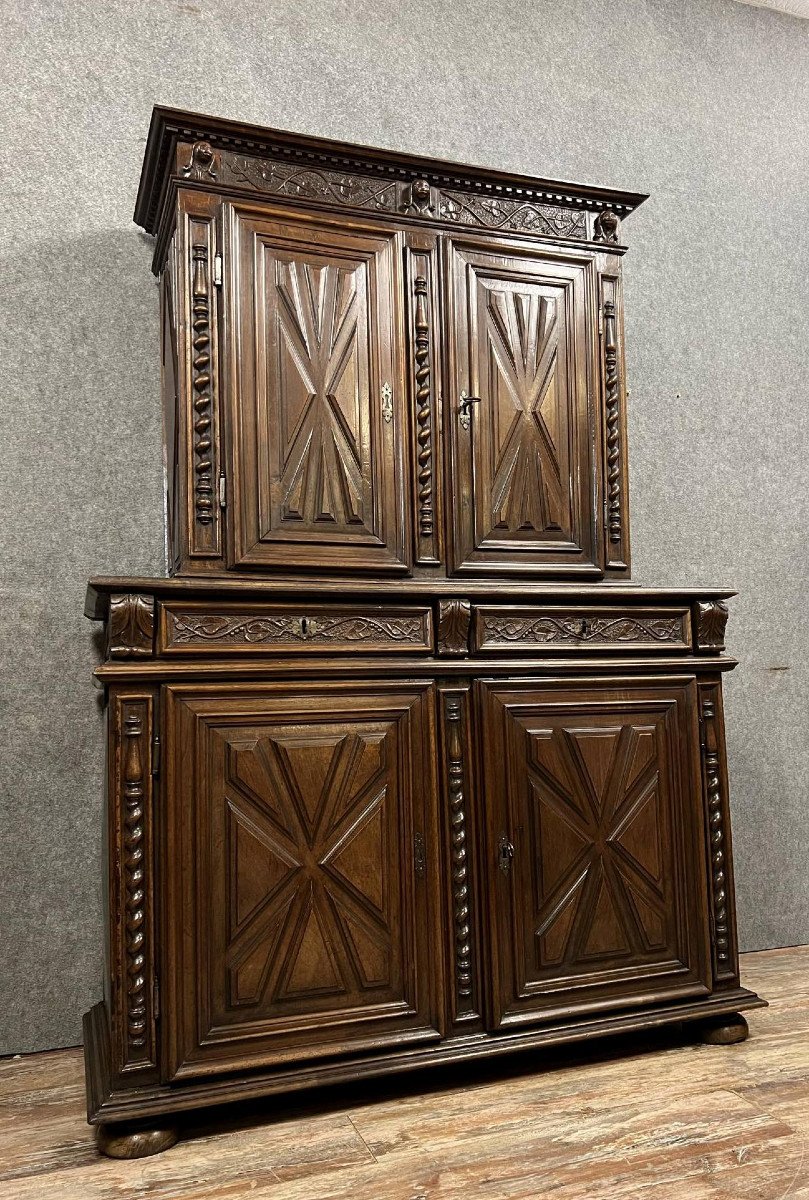 Louis XIII Period Carved Withdrawal Buffet In Solid Walnut -photo-1