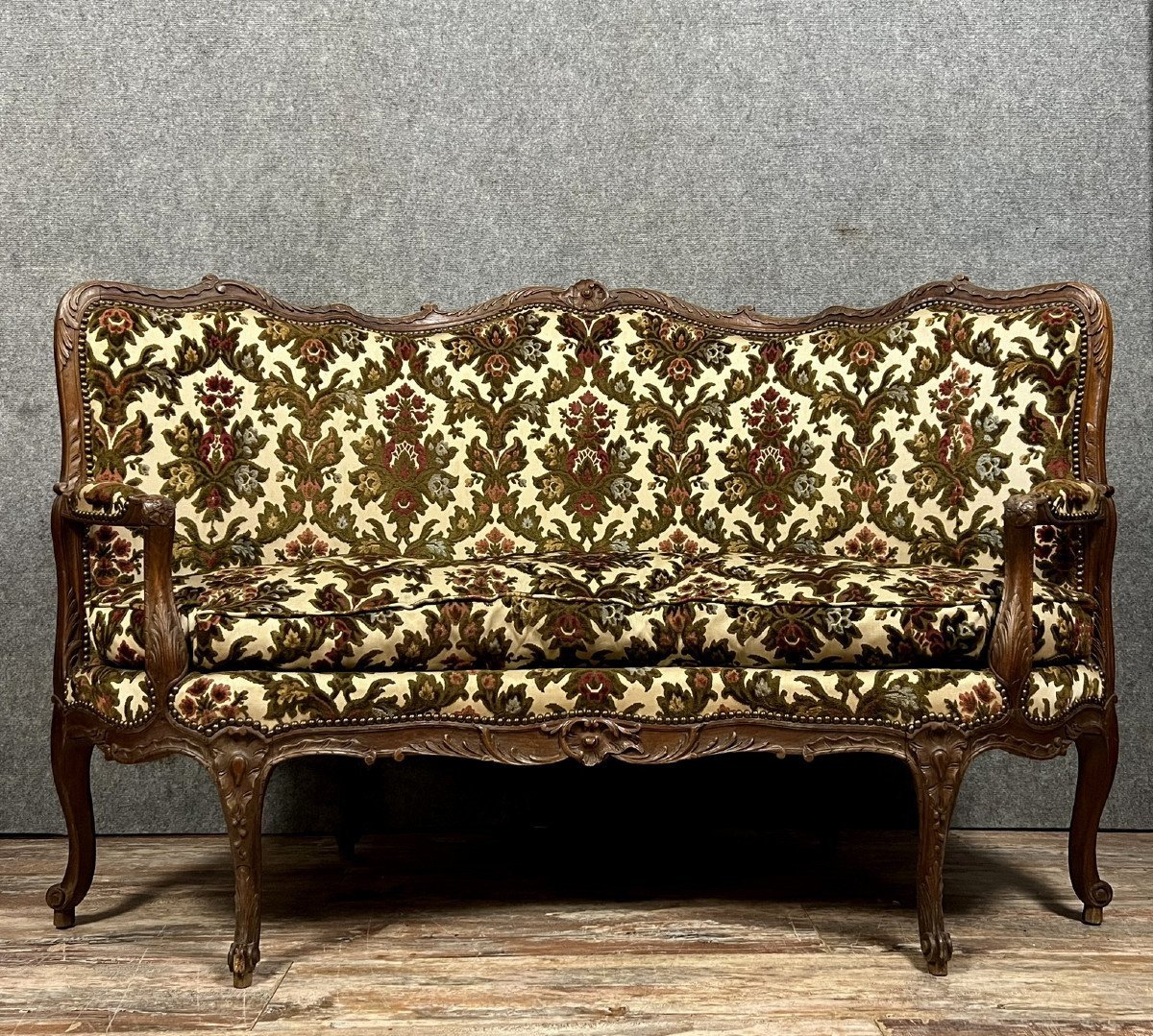 Rare Banquette d'Angle / Caqueteuse Style Louis XV En Bois Sculpté 