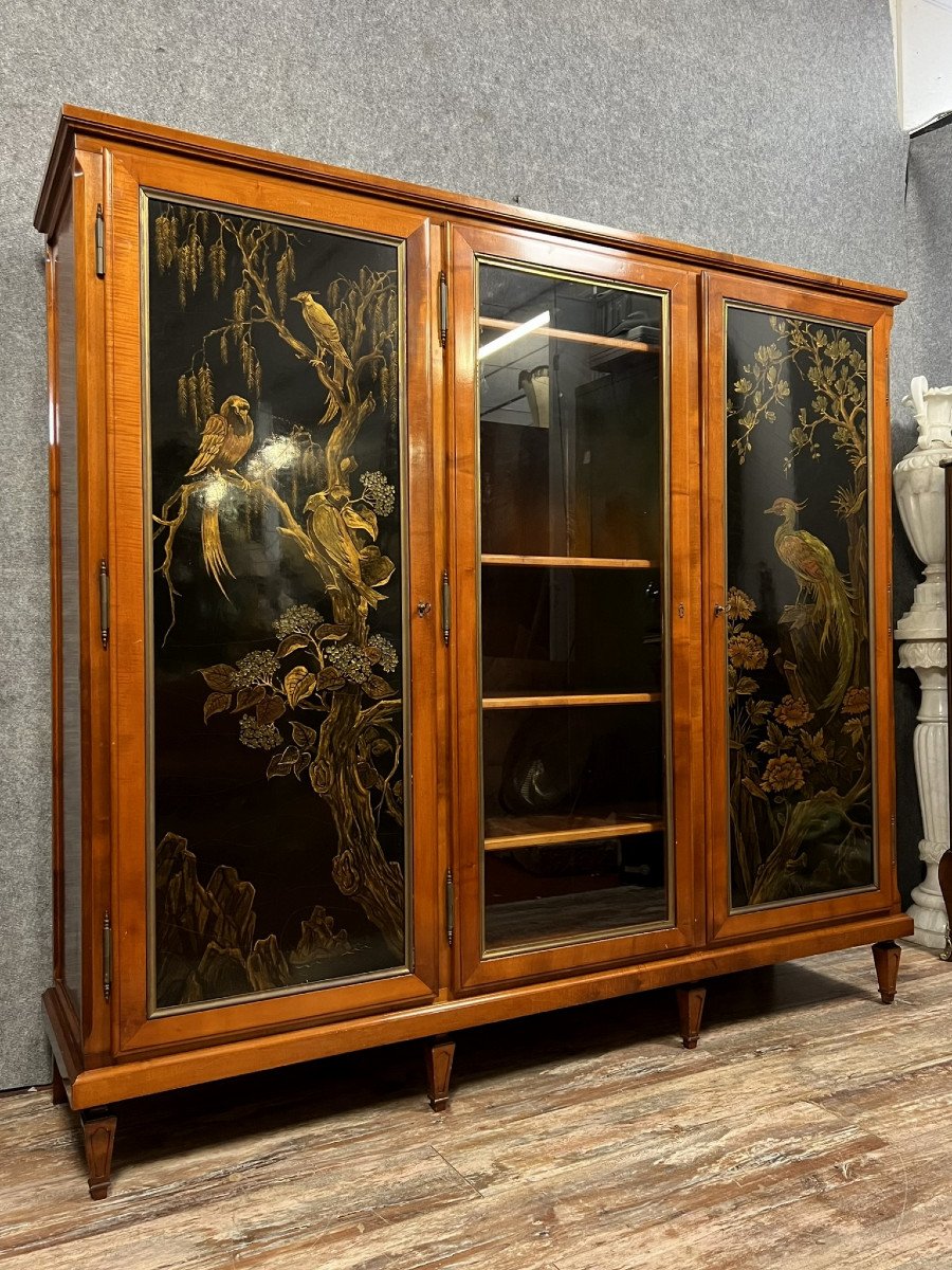 Louis XVI Style Chinese Lacquer Bookcase -photo-1