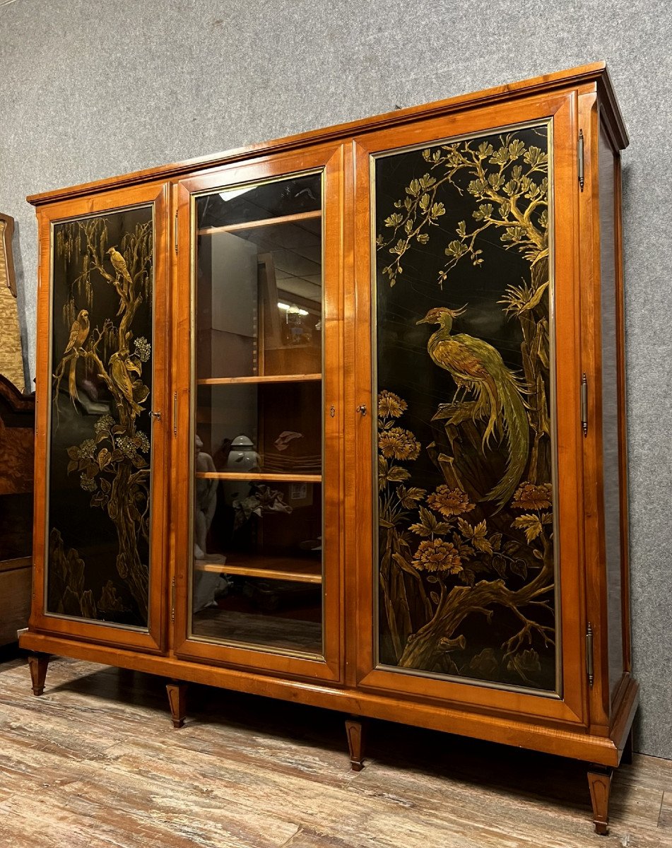 Louis XVI Style Chinese Lacquer Bookcase -photo-2