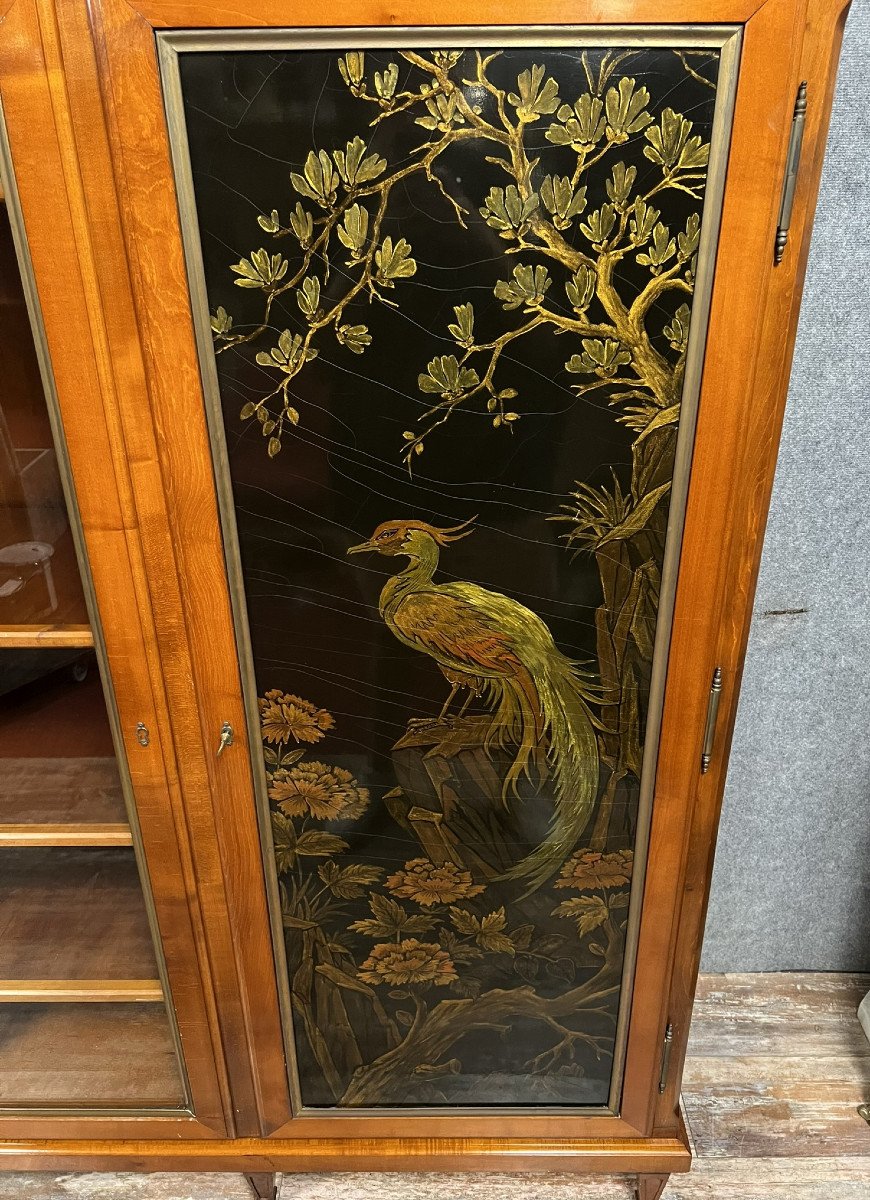 Louis XVI Style Chinese Lacquer Bookcase -photo-4