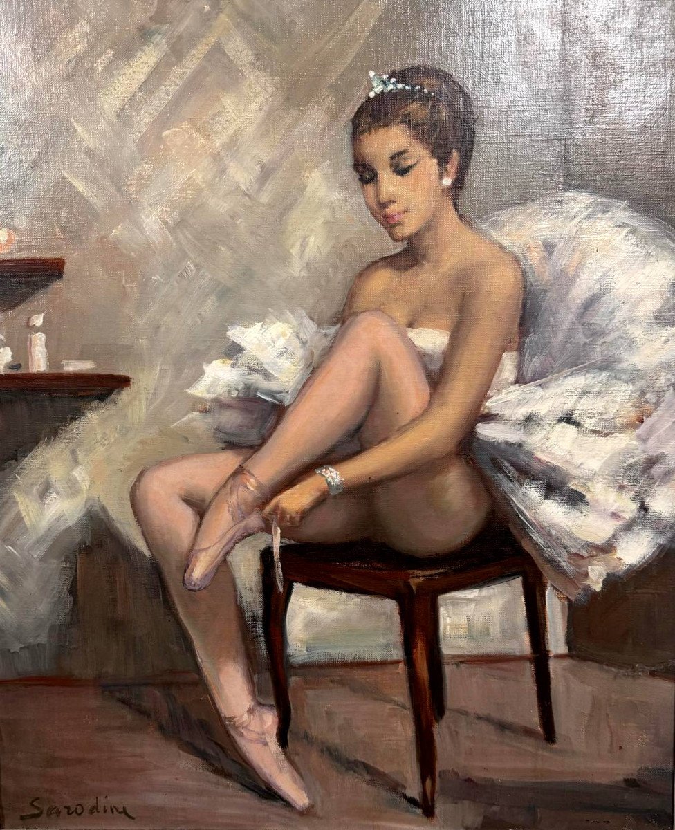 Carlo Salodini (1903-1950): Superb Oil On Canvas "the Ballerina" Art Deco Period-photo-1