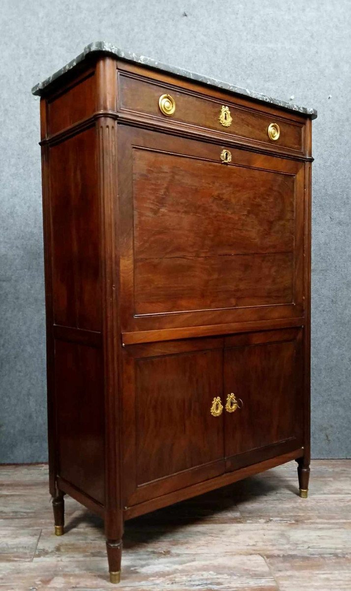 Parisian Secretary Louis XVI Period In Mahogany -photo-2