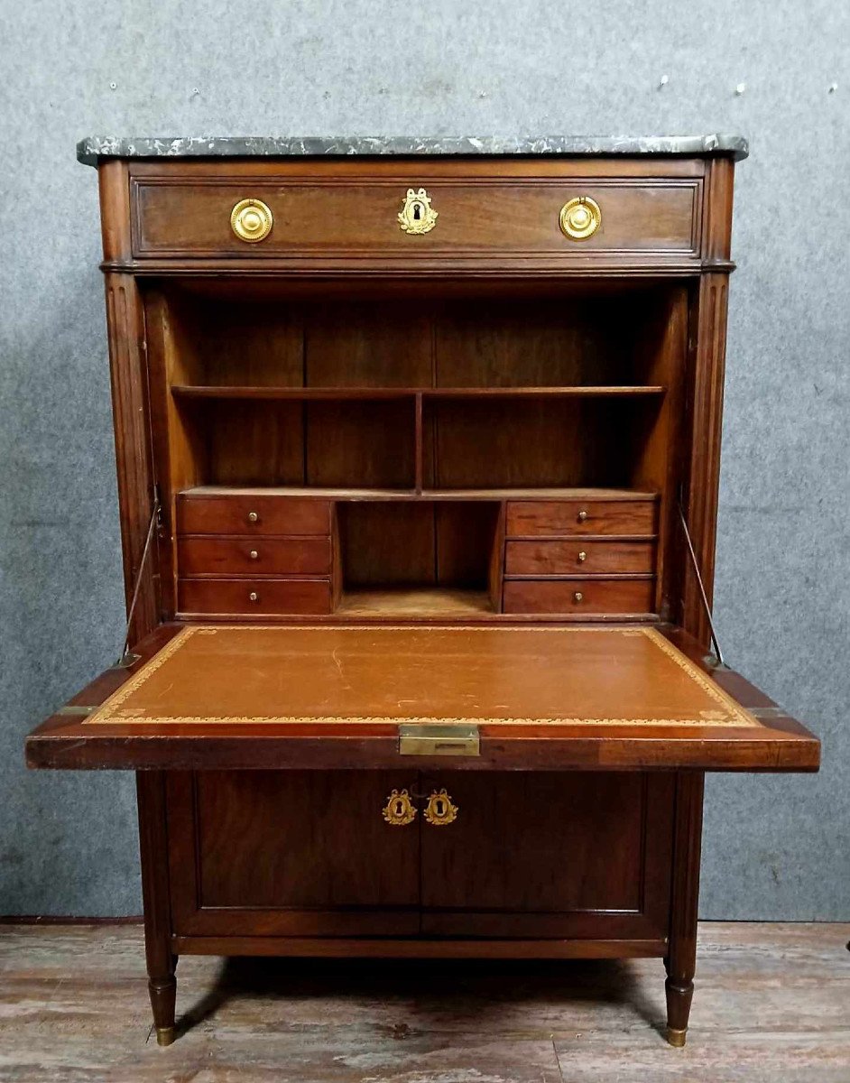 Parisian Secretary Louis XVI Period In Mahogany -photo-8