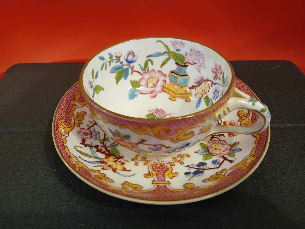 Minton Angleterre : Tasse Et Sous Tasse En Porcelaine A Décors Japonisant -photo-1