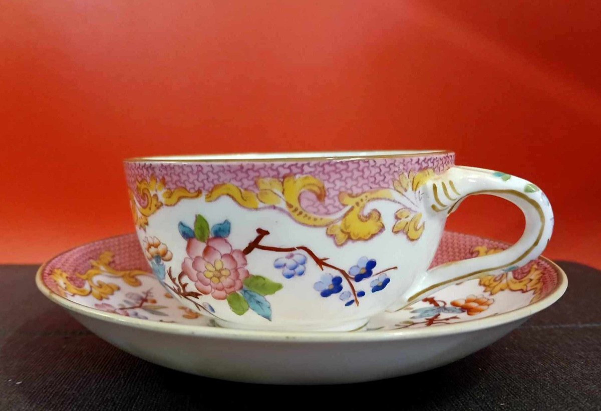 Minton Angleterre : Tasse Et Sous Tasse En Porcelaine A Décors Japonisant -photo-2