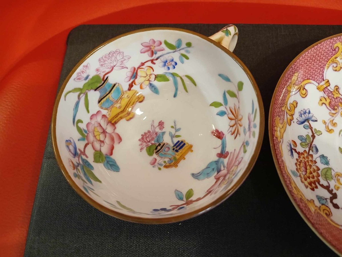 Minton Angleterre : Tasse Et Sous Tasse En Porcelaine A Décors Japonisant -photo-4