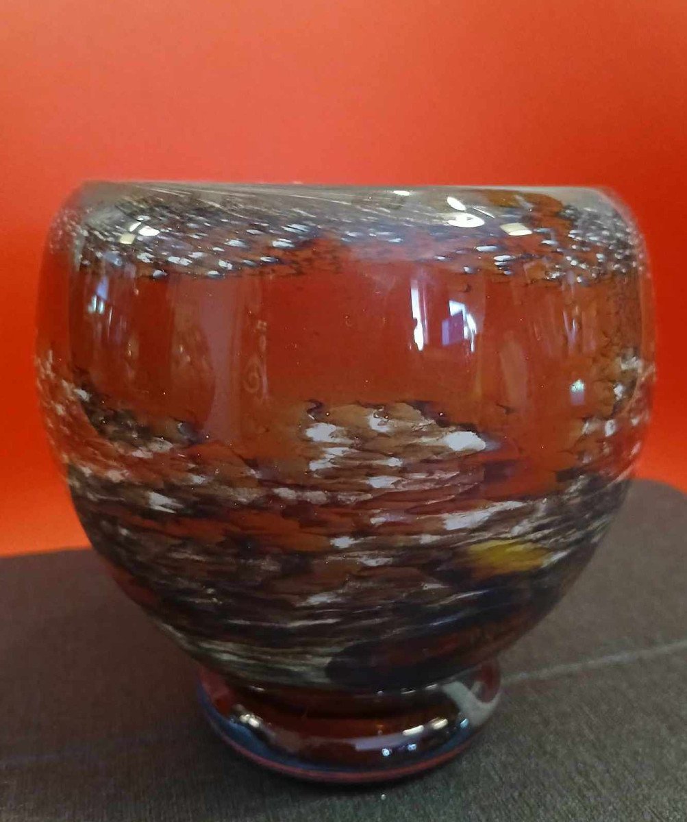 Vase Vintage En Verre Soufflé Dans Le Gout Des Réalisations De Jc Novaro -photo-1