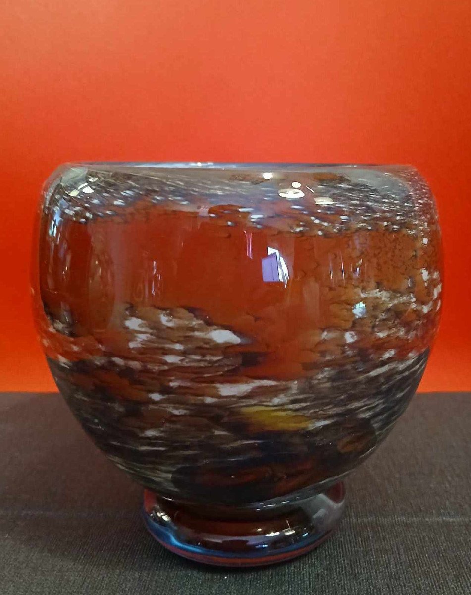 Vase Vintage En Verre Soufflé Dans Le Gout Des Réalisations De Jc Novaro 