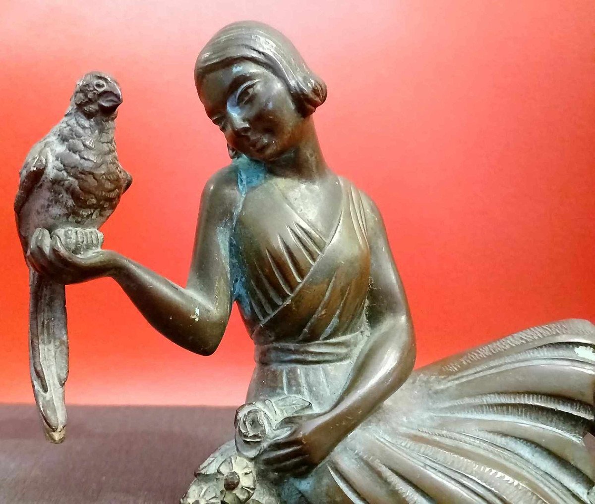 Bronze Subject The Woman With The Parrot-photo-5