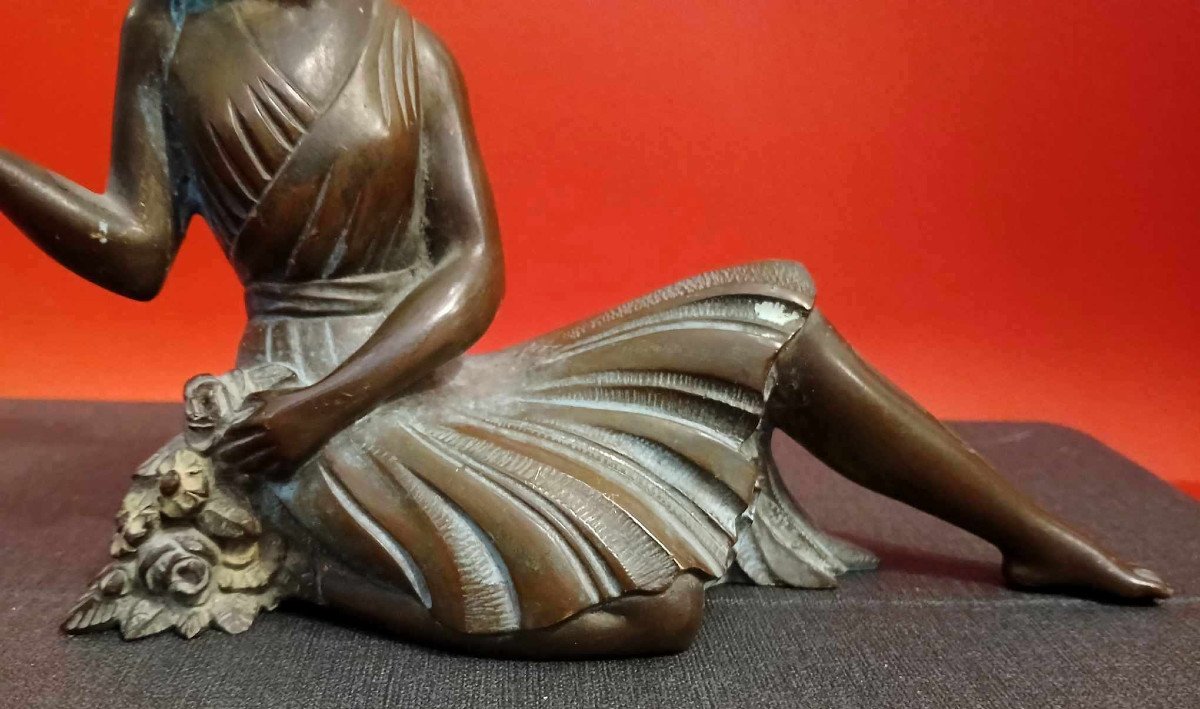 Sujet En Bronze La Femme Au Perroquet-photo-6