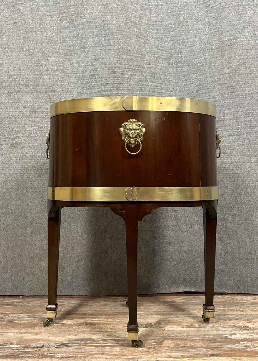 18th Century Mahogany And Gilt Bronze Wine Cooler Planter  -photo-1