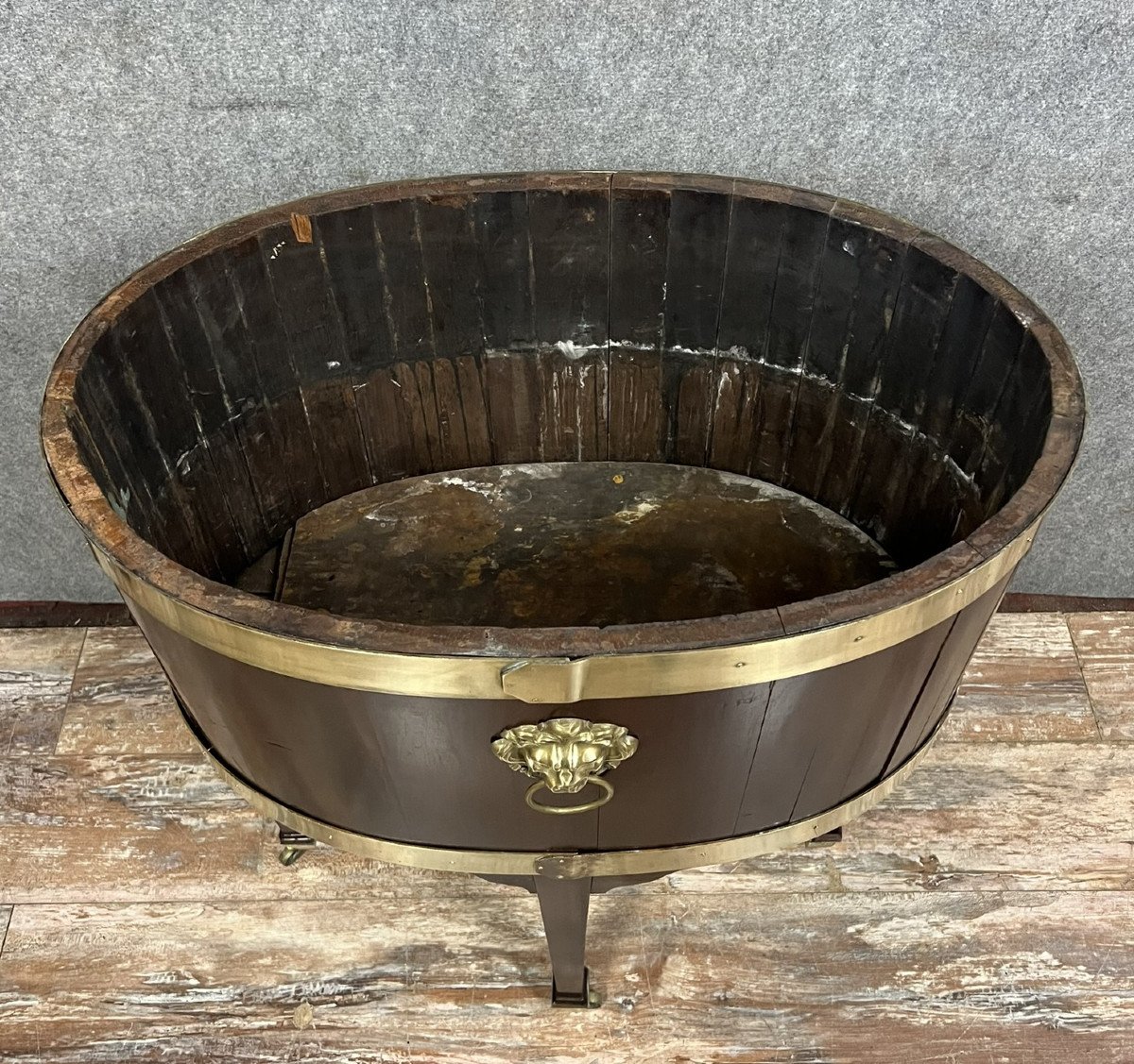 18th Century Mahogany And Gilt Bronze Wine Cooler Planter  -photo-3