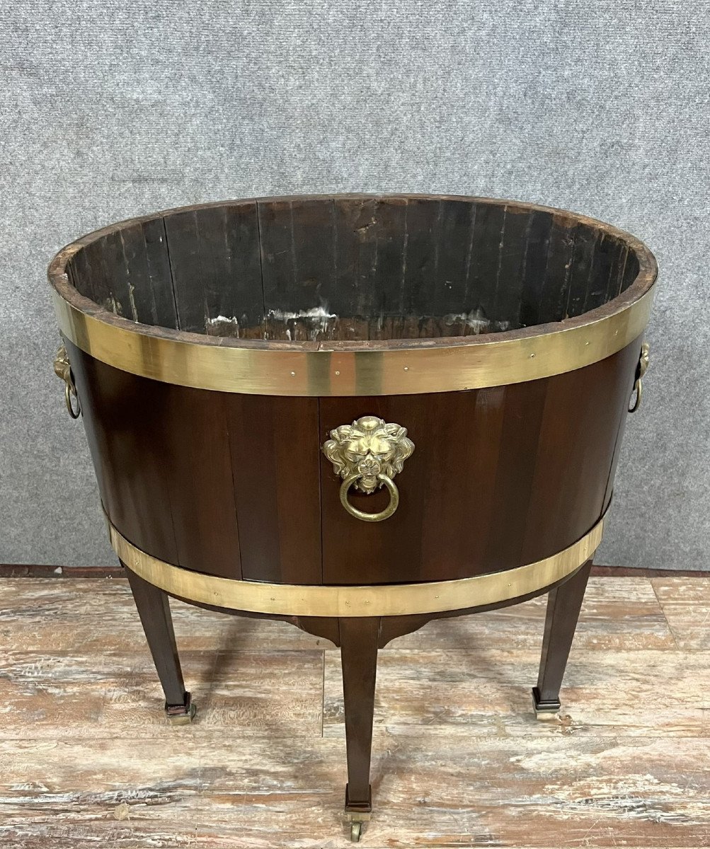 18th Century Mahogany And Gilt Bronze Wine Cooler Planter  -photo-7