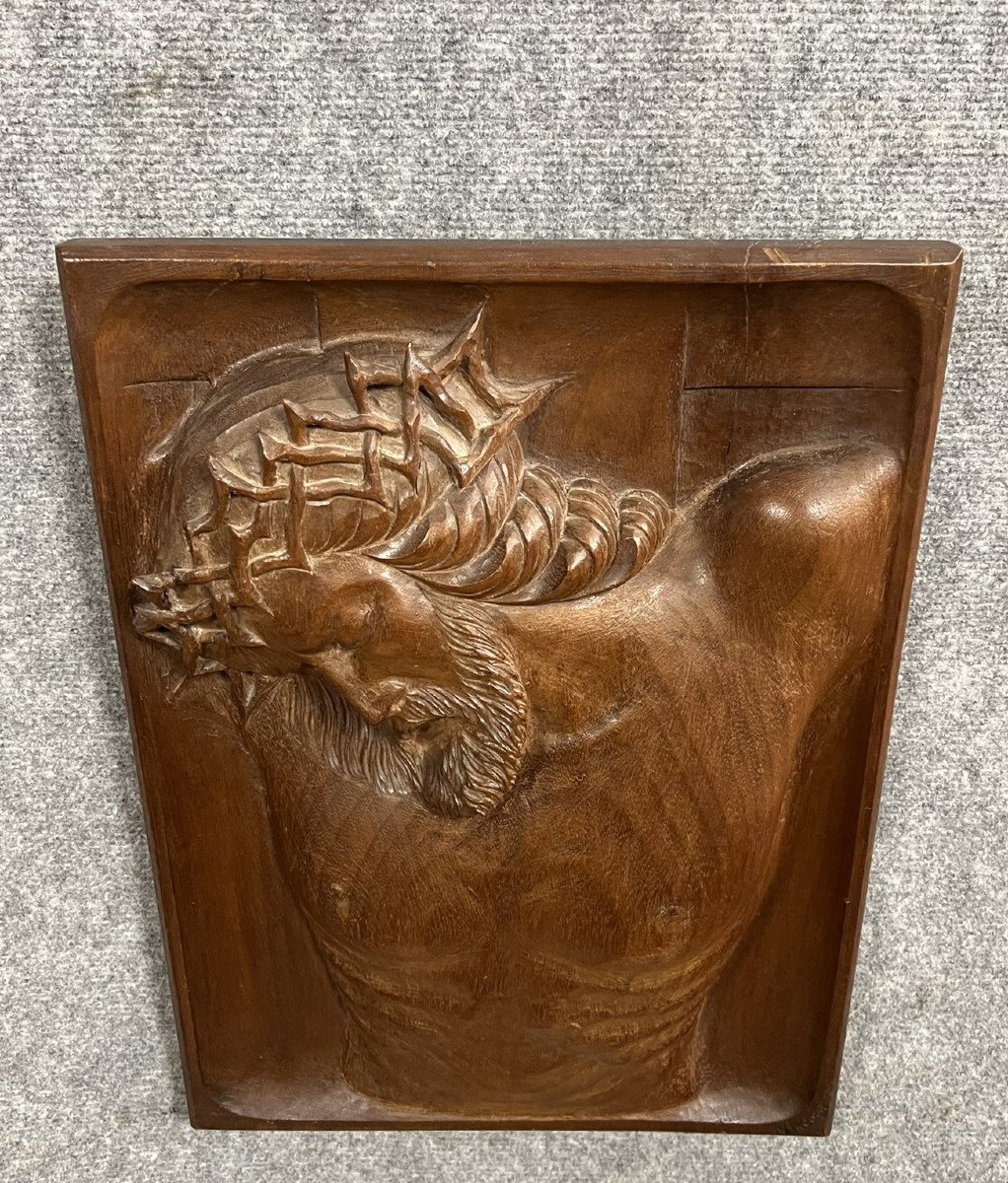 Solid Wood Sculpture Representing Christ With The Crown Of Thorns -photo-3