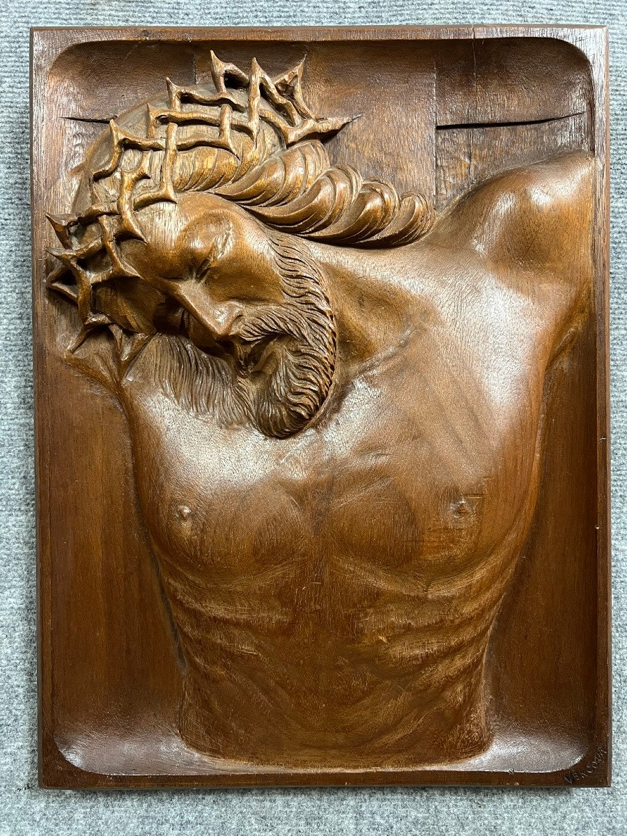 Solid Wood Sculpture Representing Christ With The Crown Of Thorns -photo-5