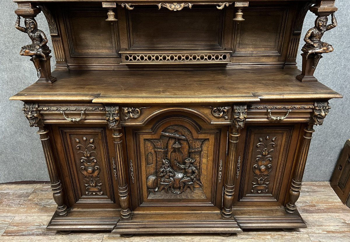 Two-body Buffet With Devils Renaissance Style In Walnut Circa 1850-photo-3