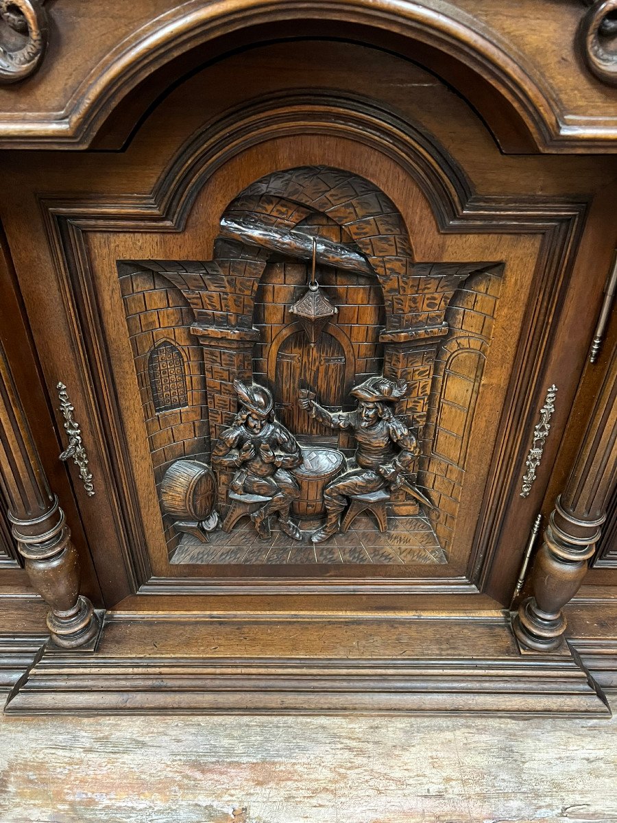 Two-body Buffet With Devils Renaissance Style In Walnut Circa 1850-photo-7