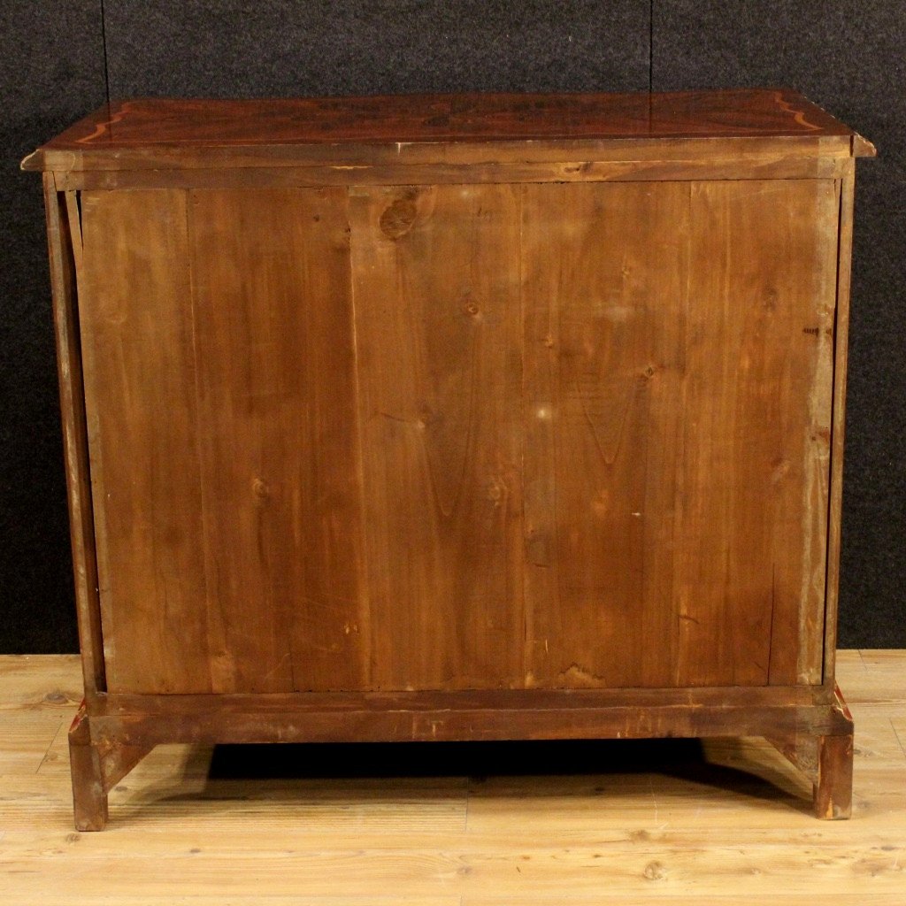 Regency Style Curved Chest Of Drawers In Rosewood And Rosewood Marquetry -photo-4