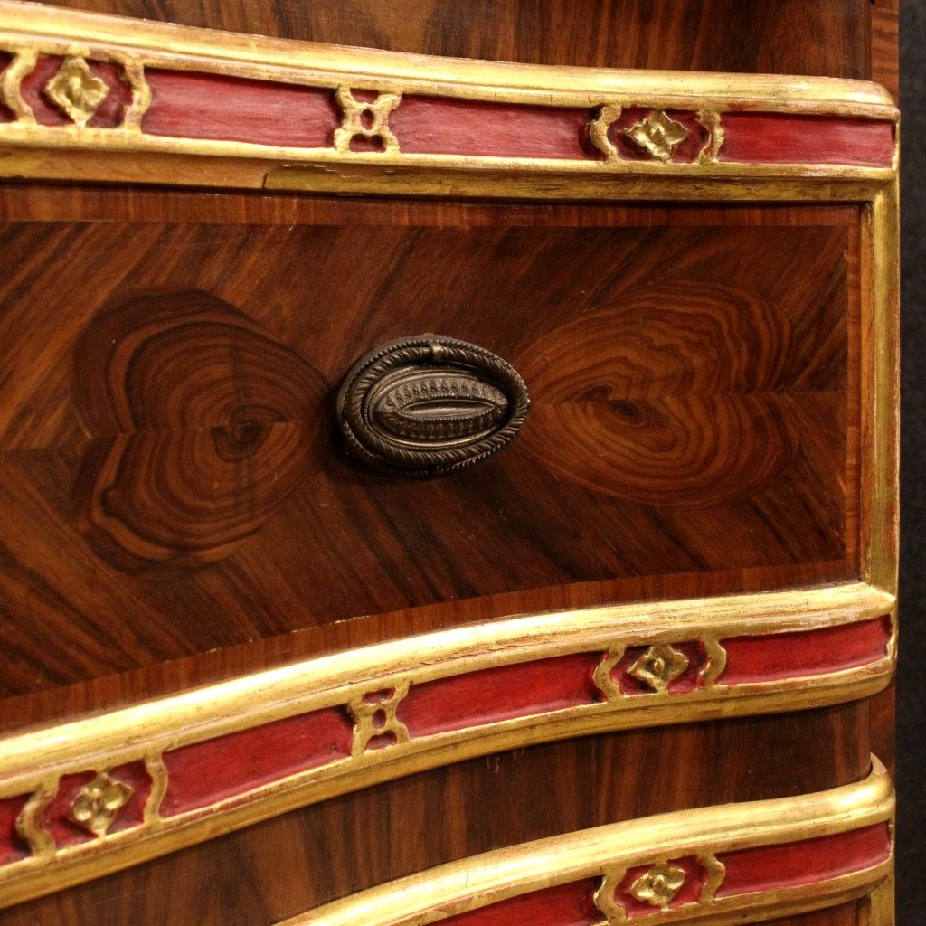 Regency Style Curved Chest Of Drawers In Rosewood And Rosewood Marquetry -photo-1