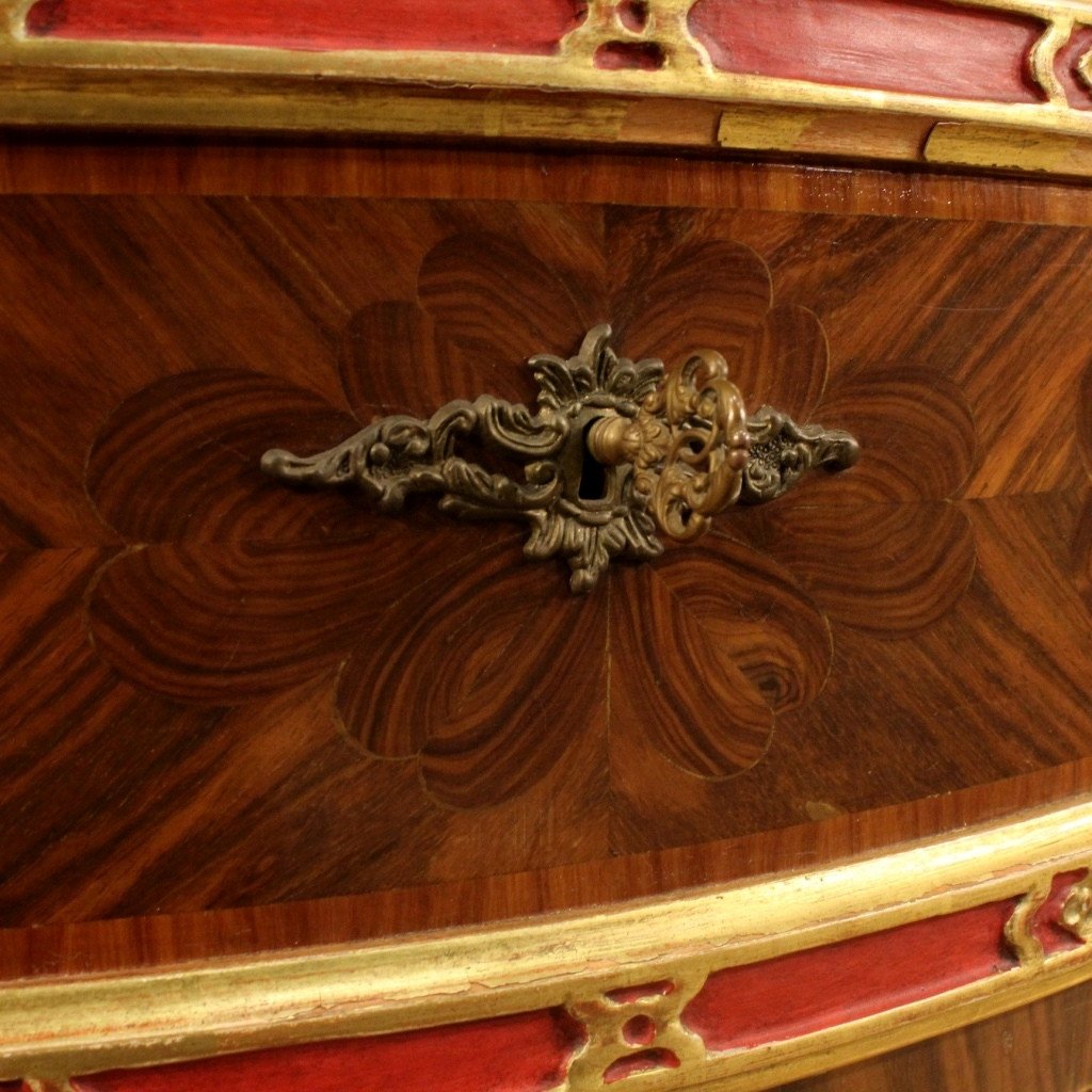 Regency Style Curved Chest Of Drawers In Rosewood And Rosewood Marquetry -photo-2