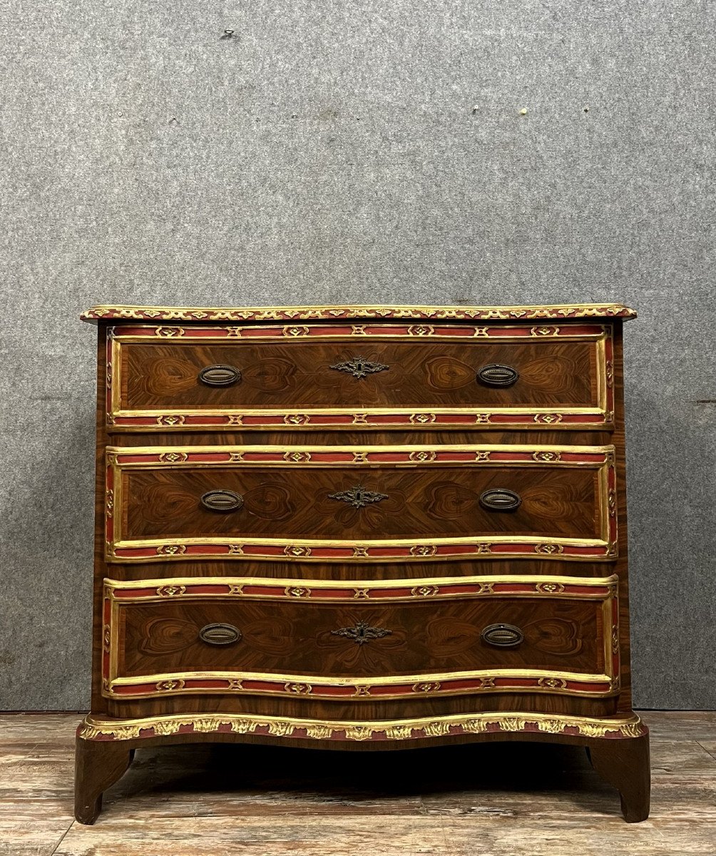 Regency Style Curved Chest Of Drawers In Rosewood And Rosewood Marquetry -photo-5