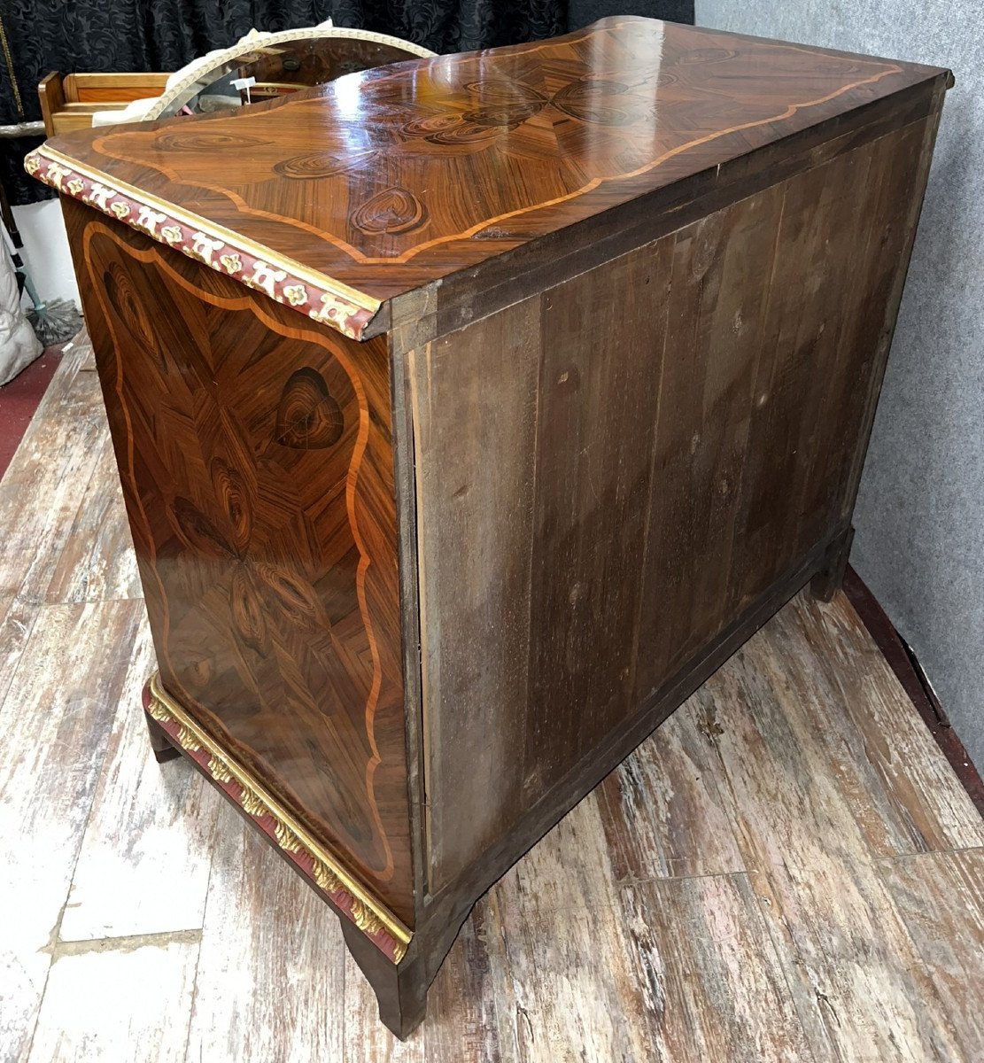 Regency Style Curved Chest Of Drawers In Rosewood And Rosewood Marquetry -photo-7