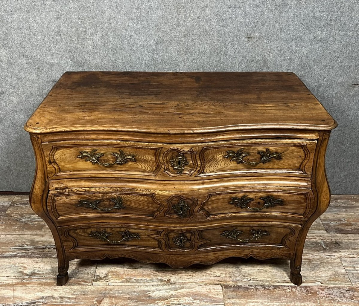 Commode Tombeau époque Louis XV En Bois d'Orme-photo-1