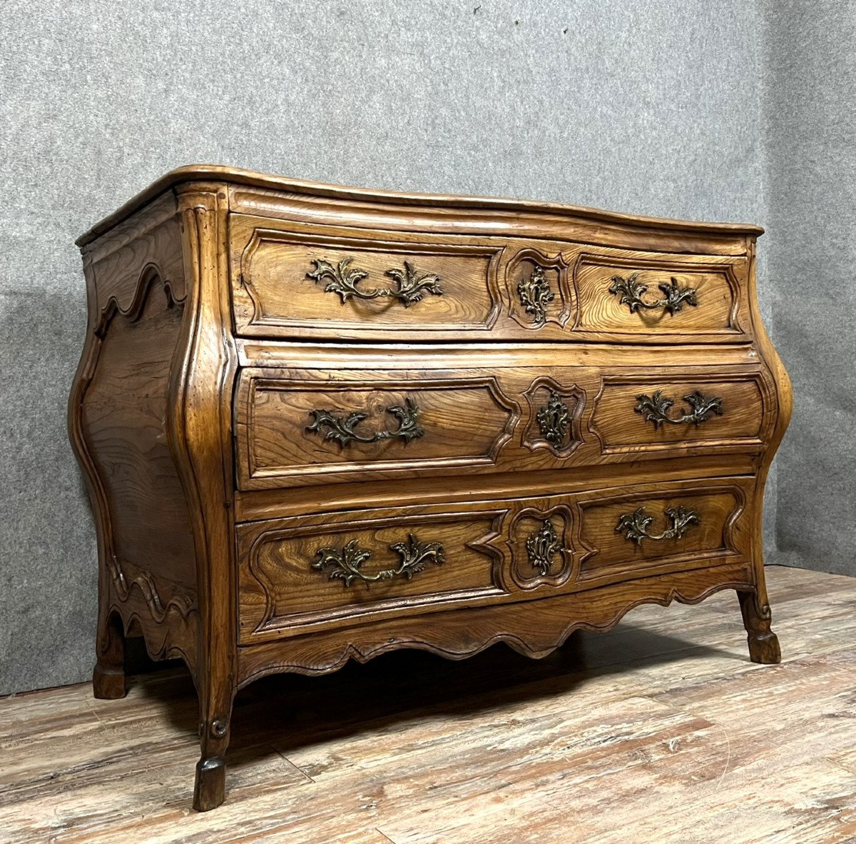 Commode Tombeau époque Louis XV En Bois d'Orme-photo-2