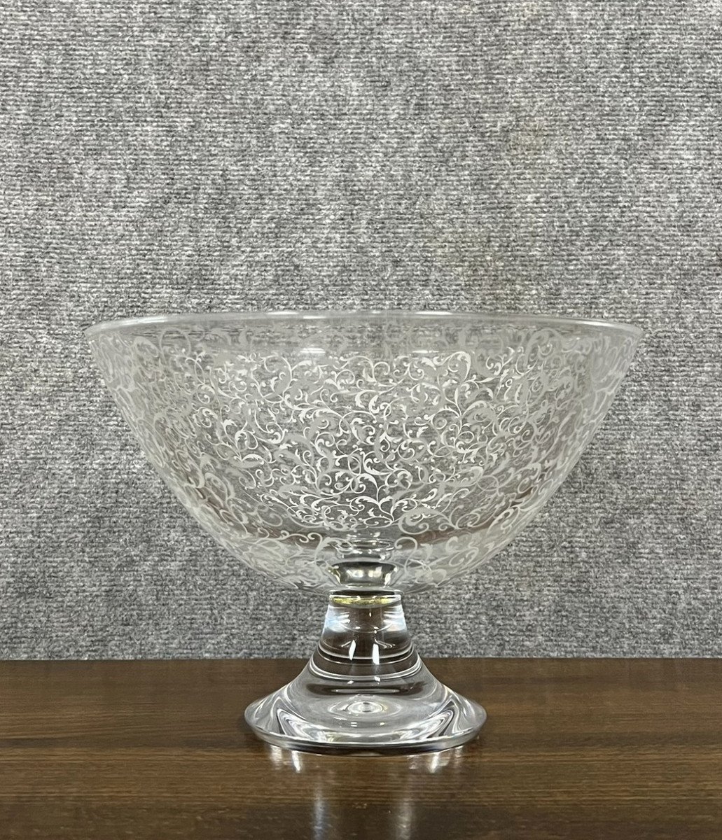 Large Baccarat Crystal Centerpiece On Pedestal 