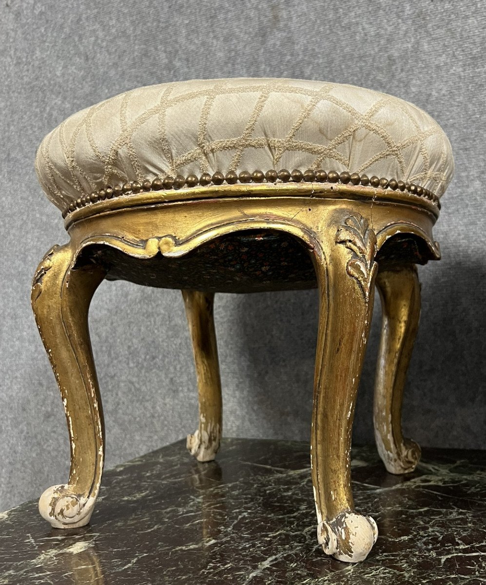 Pair Of Louis XV Style Venetian Stools In Gilded Wood -photo-3