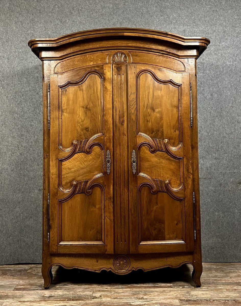 Louis XV Period Wardrobe In Solid Walnut -photo-3