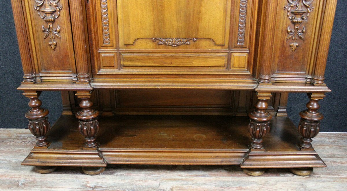 Renaissance Style Sideboard In Walnut And Griotte Marble Backing-photo-4