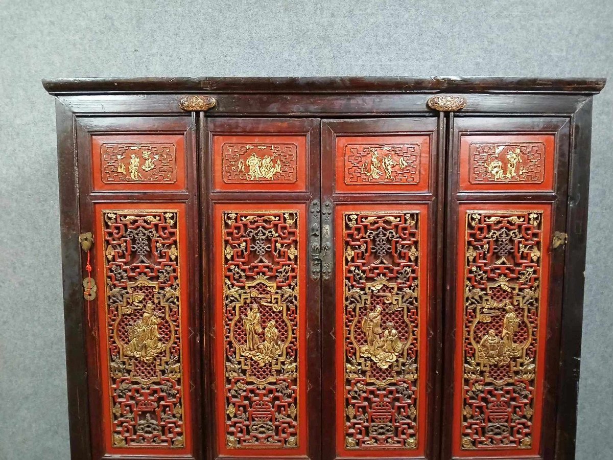 Armoire Chinoise En Laque Rouge Datant De La Dynastie Qing -photo-1