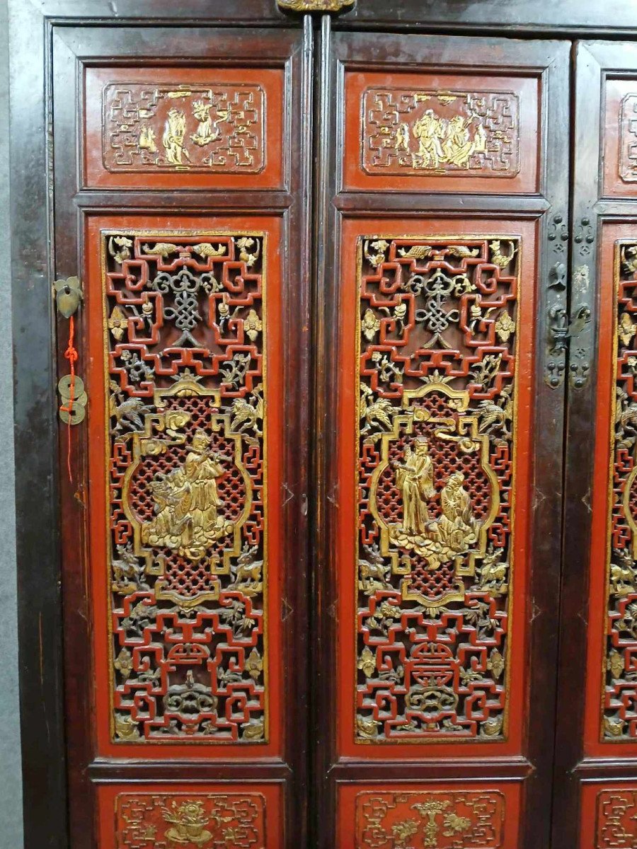 Armoire Chinoise En Laque Rouge Datant De La Dynastie Qing -photo-2