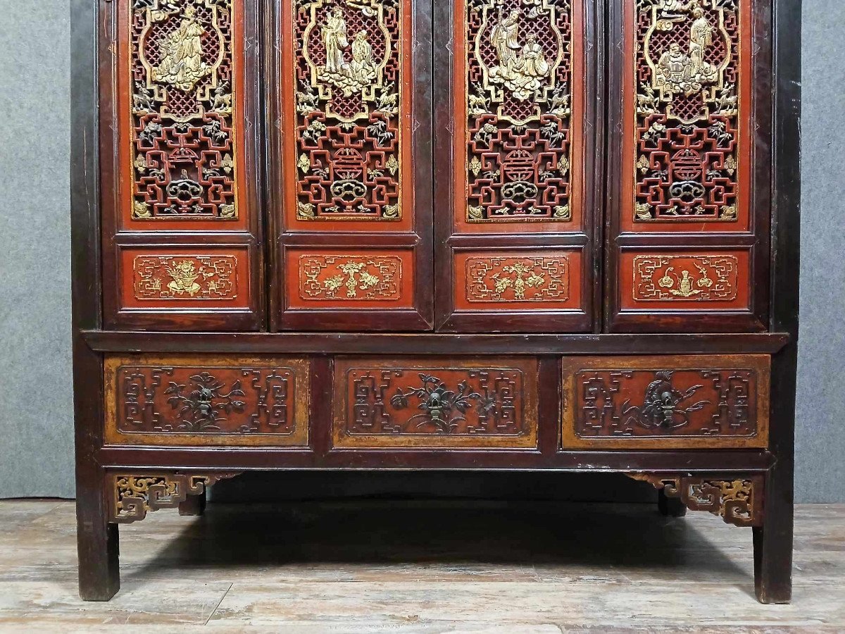 Armoire Chinoise En Laque Rouge Datant De La Dynastie Qing -photo-4