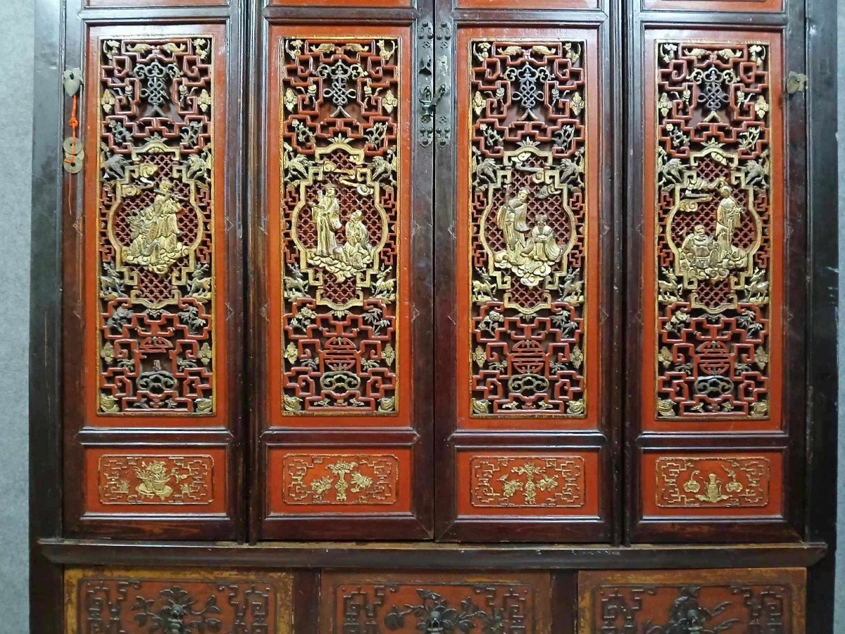 Armoire Chinoise En Laque Rouge Datant De La Dynastie Qing -photo-5