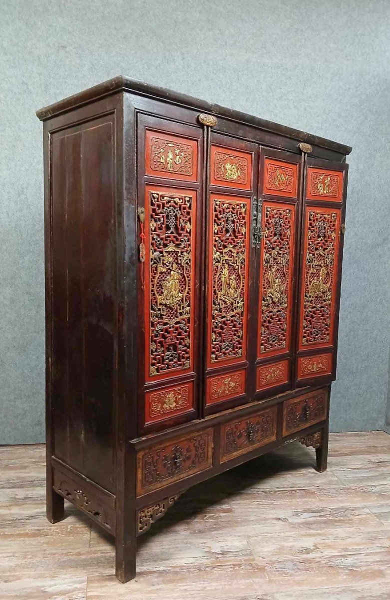 Armoire Chinoise En Laque Rouge Datant De La Dynastie Qing -photo-6