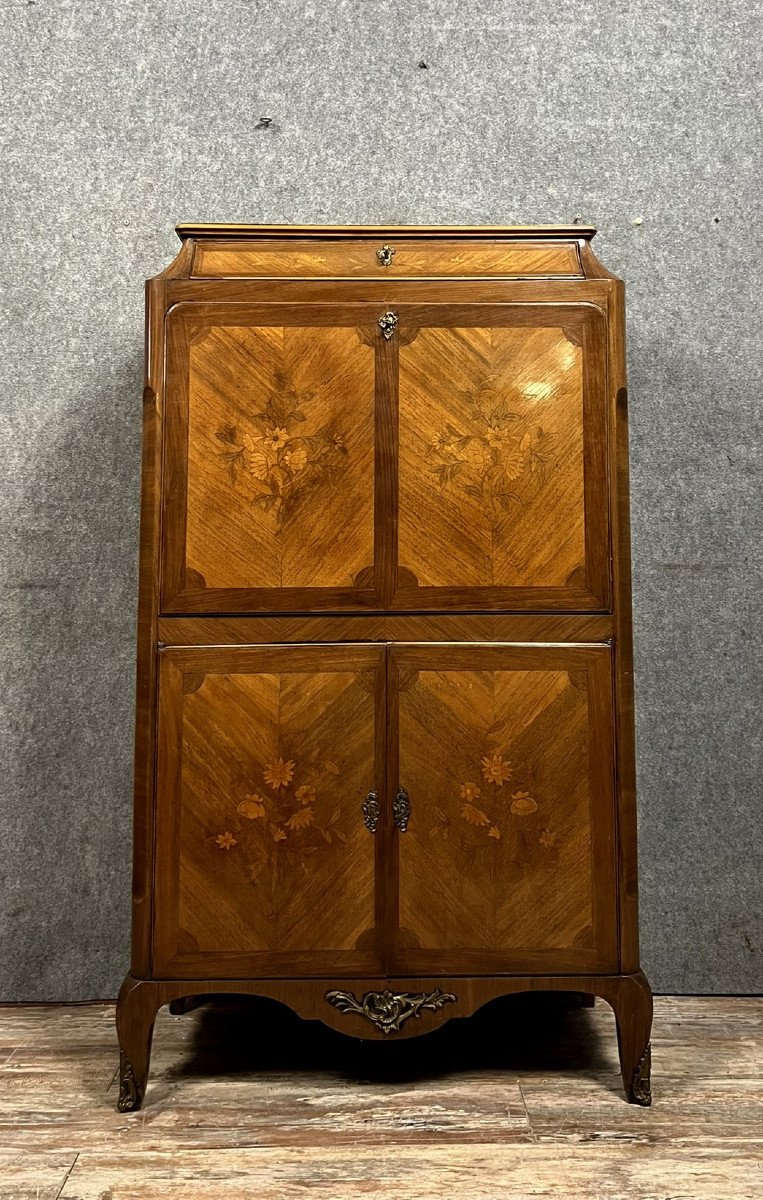  Louis XV Style Marquetry Secretary