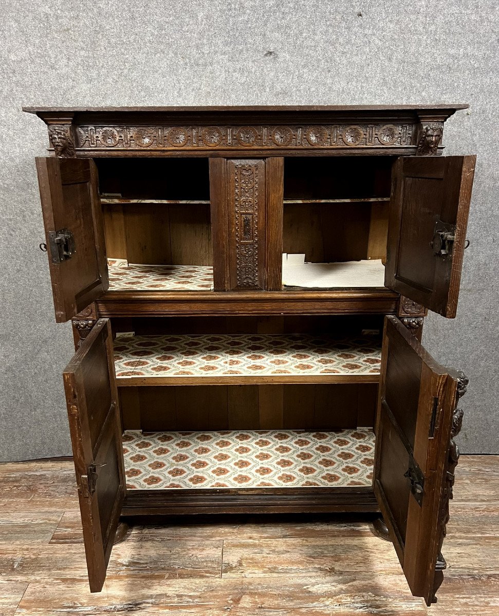 Renaissance Style Cabinet In Carved Solid Oak   -photo-3