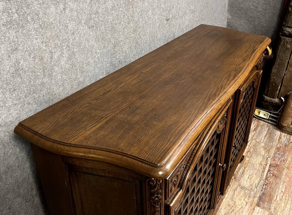 Louis XV Style Curved Woodwork Sideboard With Double Secret Bottom In Oak -photo-4