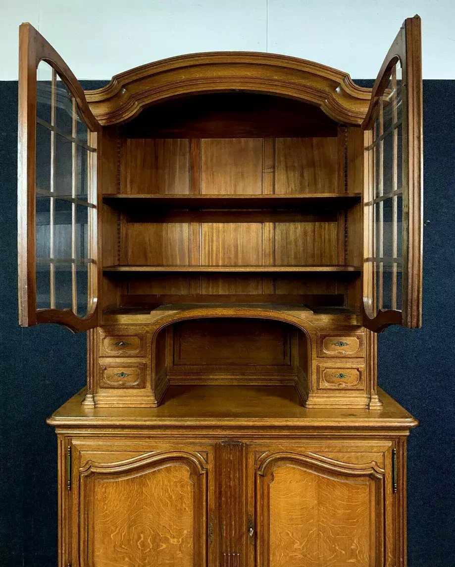 Louis XV Style Oak Bookcase Buffet-photo-1