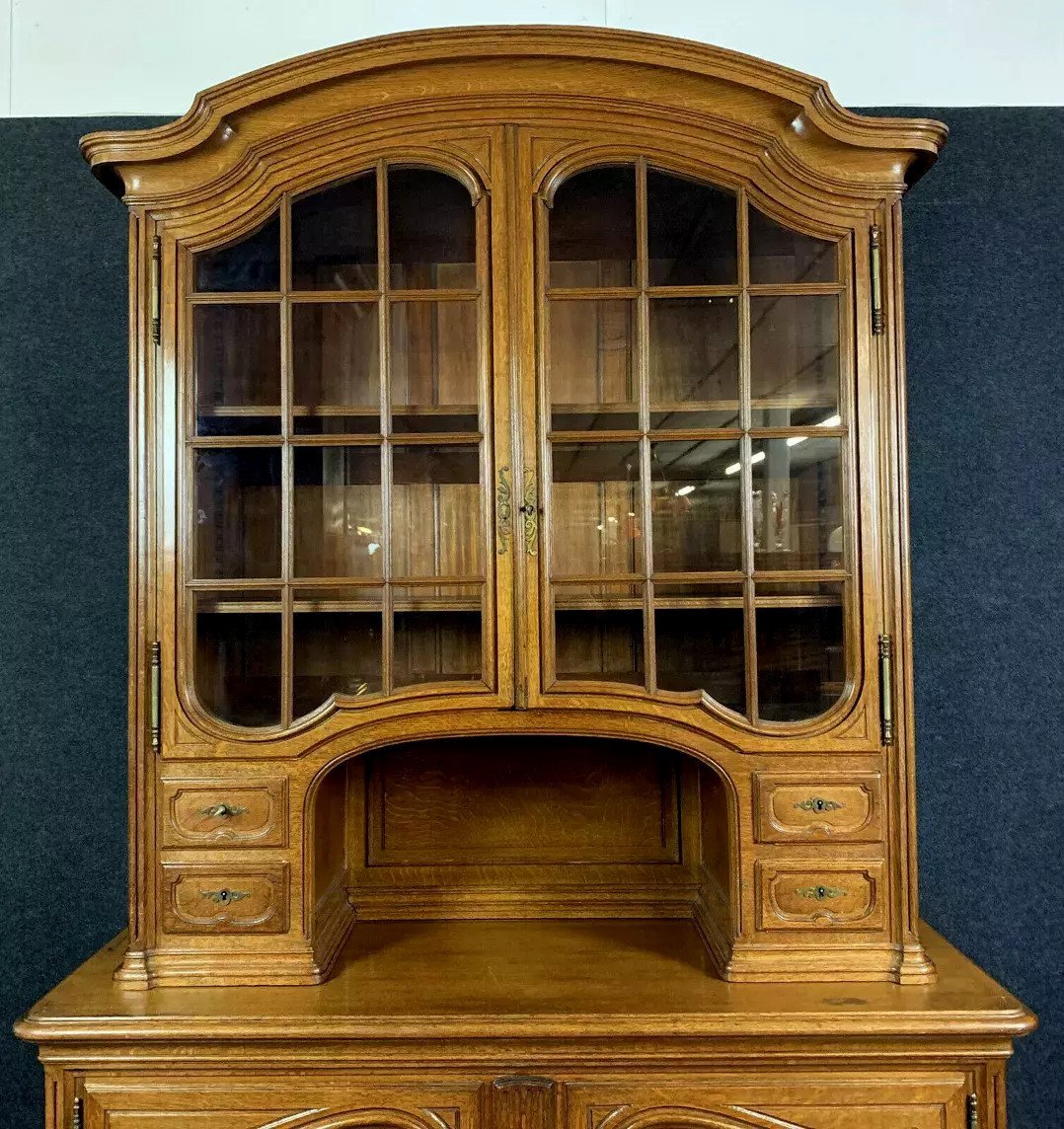 Louis XV Style Oak Bookcase Buffet-photo-2