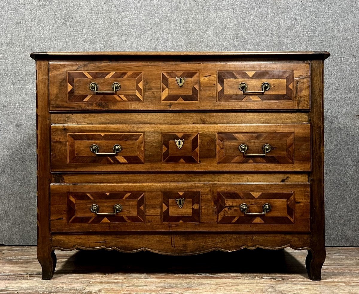 Louis XV Period Chest Of Drawers In Marquetry -photo-5