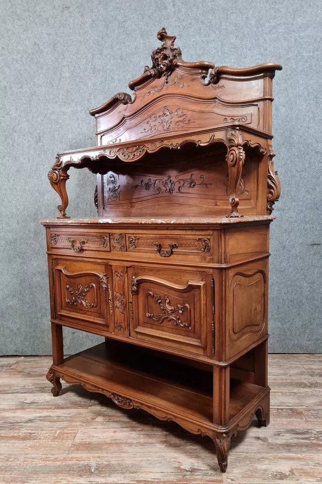 Louis XV Style Buffet Serving Trolley In Solid Walnut Circa 1880-photo-1