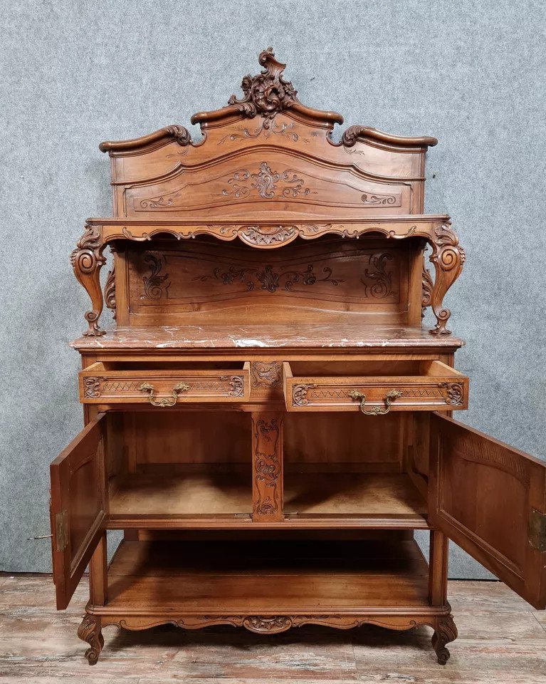 Louis XV Style Buffet Serving Trolley In Solid Walnut Circa 1880-photo-3