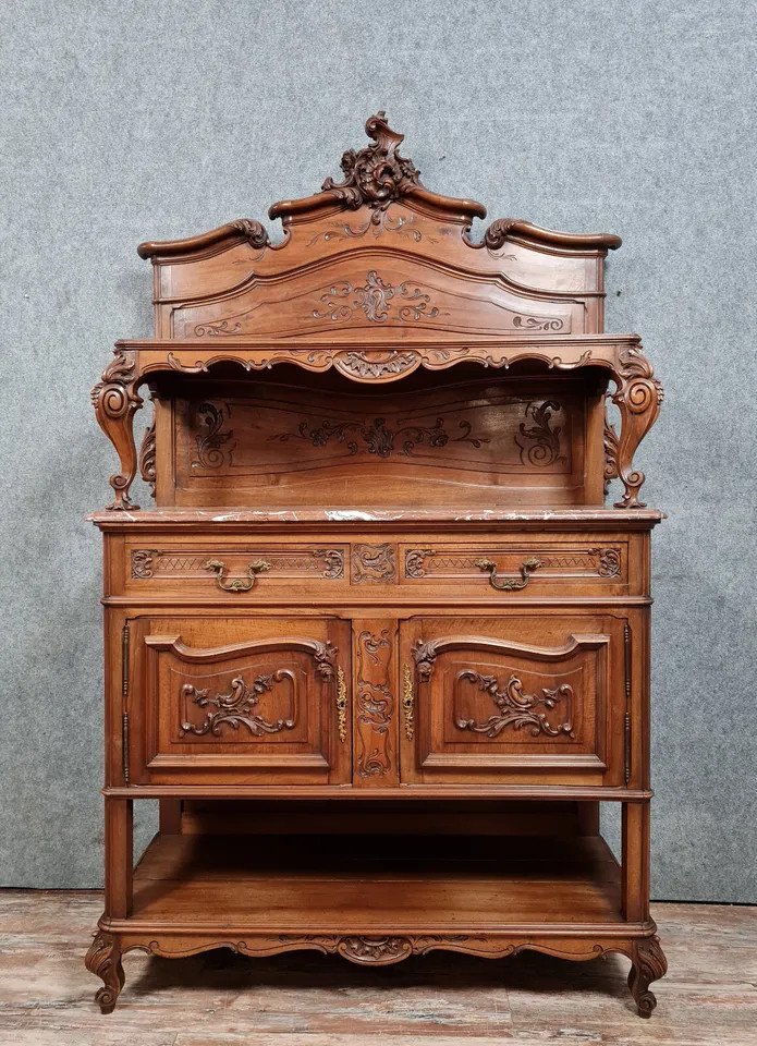 Louis XV Style Buffet Serving Trolley In Solid Walnut Circa 1880